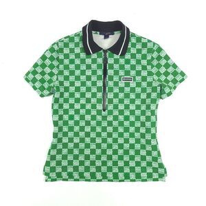 Women's Lv Damier Short Sleeve Zip-up Polo Shirt